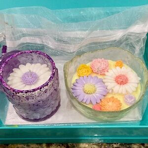 “Flowers & Flames” Soy 2 Wick Candle Bowl  & Butterfly Lavender Soy Candle